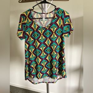 Purple, Blue, and Yellow Lularoe Classic T